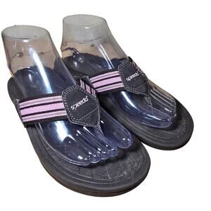 Women's  Brown Pink Speedo Flip Flops Size 7 Striped Sandals